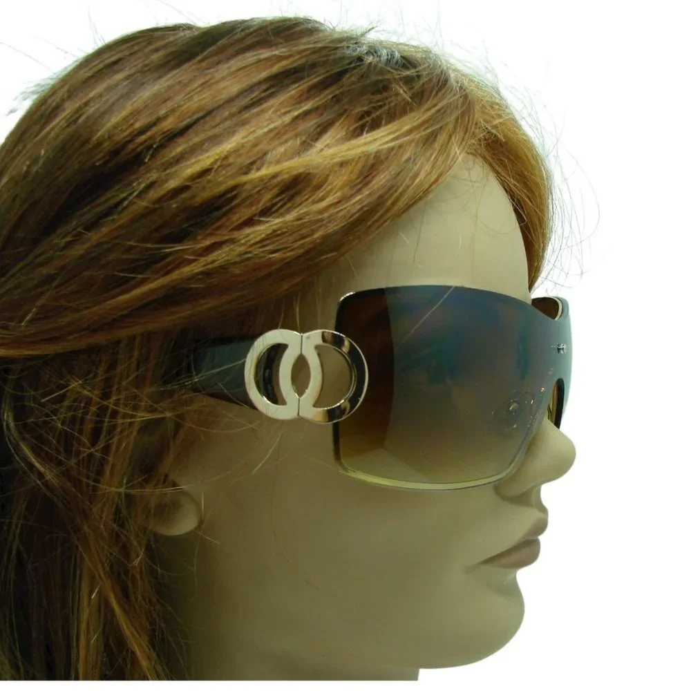 NYS Collection Womens Sunglasses Gold Circle Bling Square Gradient Bronze Lens